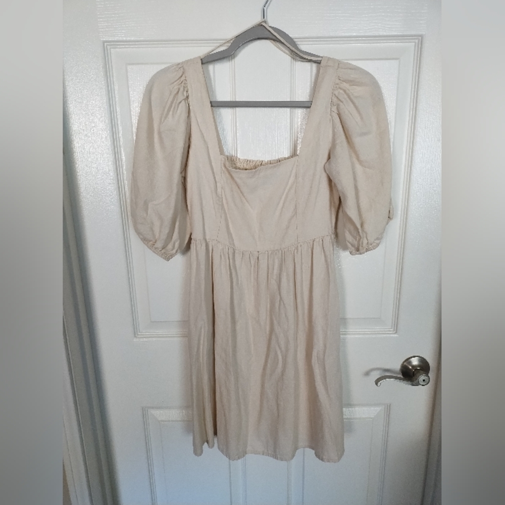 GAP Cream Linen Blend Peasant Dress